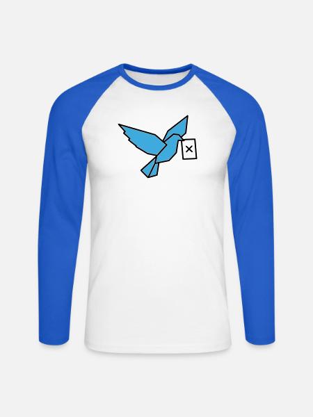 Brieftaube Wahlzettel Vogel Bunt - Unisex Baseballshirt langarm - Weiß/Royalblau