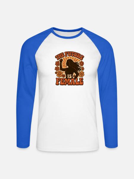 Zukunft Ist Frau – Blütenkraft - Unisex Baseballshirt langarm - Weiß/Royalblau