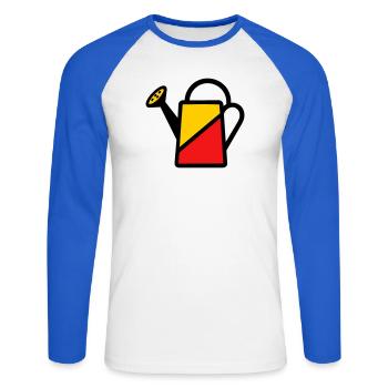 Arrosoir Bicolore Outil Jardinier Potager - T-shirt baseball manches longues Homme - blanc/bleu royal - Devant - Nik (191cm)
