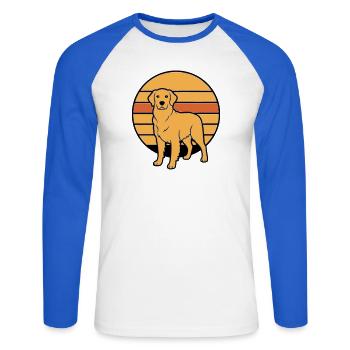 Dog Retriever Retro Sunset - Unisex Long Sleeve Baseball T-Shirt - white/royal blue - Front - Nik (191cm)