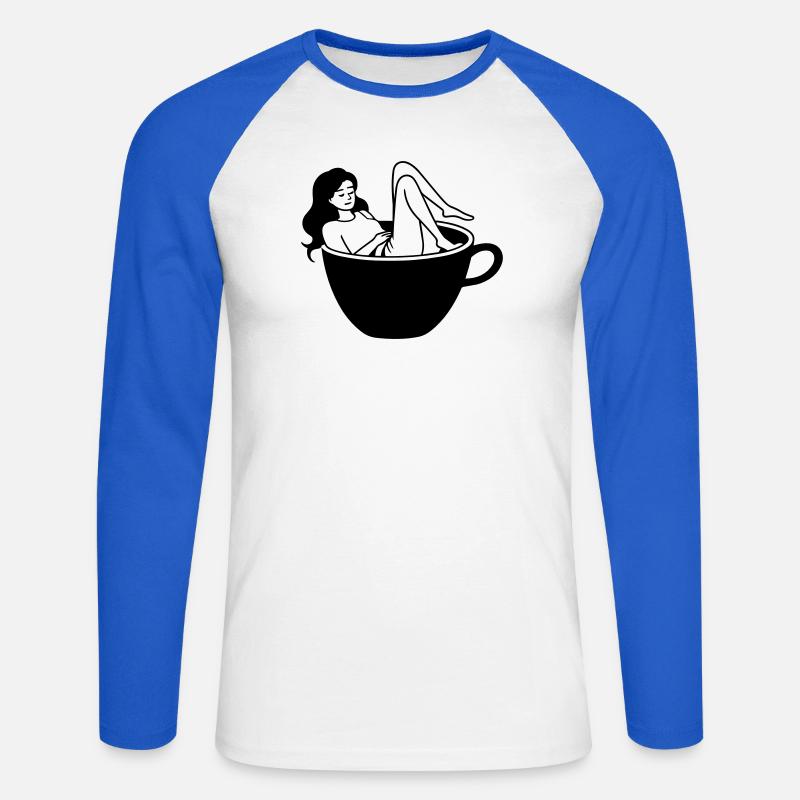 Cultura del caffè - Maglia da baseball a manica lunga da uomo - bianco/blu royal