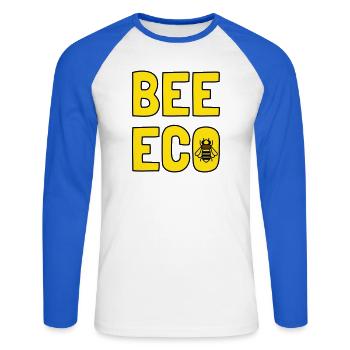 Bee Eco Bee Yellow Pollen - Unisex Long Sleeve Baseball T-Shirt - white/royal blue - Front - Nik (191cm)