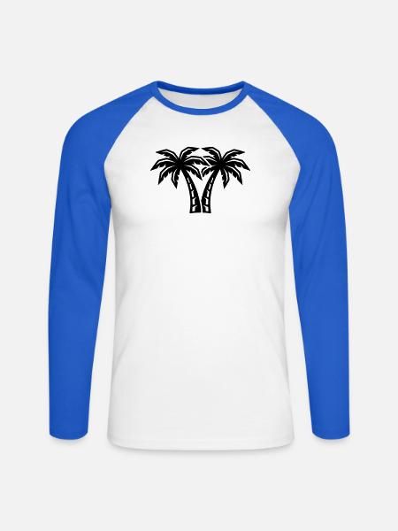 Palm Island Icon - Unisex Long Sleeve Baseball T-Shirt - white/royal blue