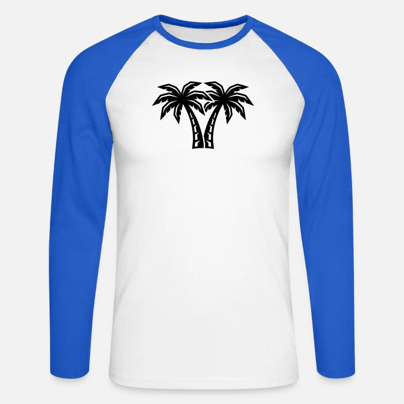Palmen Insel Symbol - Unisex Baseballshirt langarm - Weiß/Royalblau