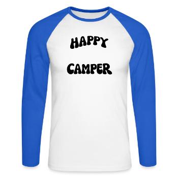 Campeur heureux - T-shirt baseball manches longues Homme - blanc/bleu royal - Devant - Nik (191cm)
