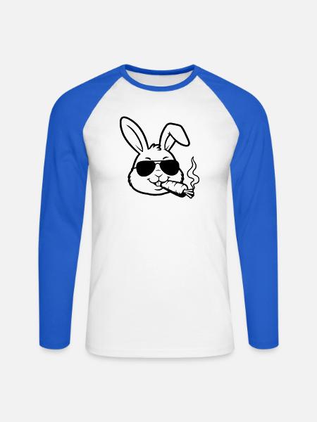 Cooler Hase Brille Karotte Outline - Unisex Baseballshirt langarm - Weiß/Royalblau