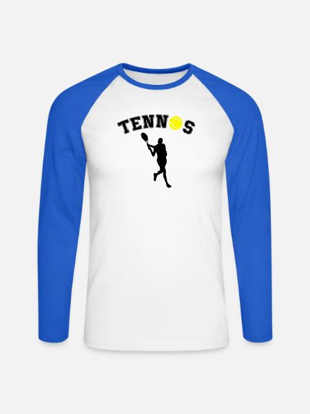 Tennis Ball Night Silhouette - Unisex Long Sleeve Baseball T-Shirt - white/royal blue
