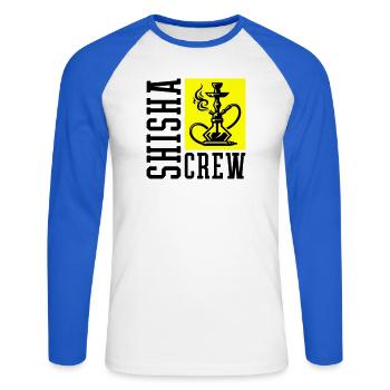 Équipe Shisha - T-shirt baseball manches longues Homme - blanc/bleu royal - Devant - Nik (191cm)