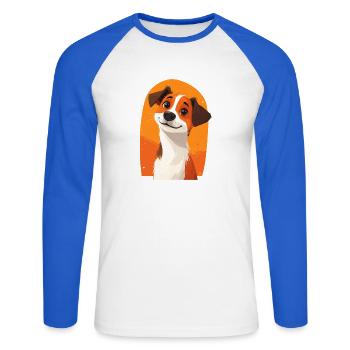 Niedlicher Hund - Unisex Baseballshirt langarm - Weiß/Royalblau - Vorne - Nik (191cm)