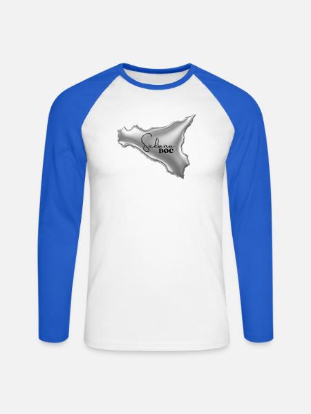Siciliana Doc Damen & Kinder T-Shirt  - Unisex Baseballshirt langarm - Weiß/Royalblau