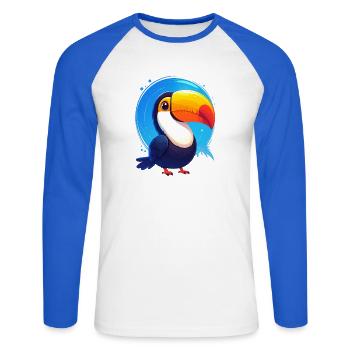 Toucan - T-shirt baseball manches longues Homme - blanc/bleu royal - Devant - Nik (191cm)