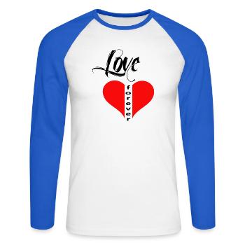 Love Heart - Unisex Long Sleeve Baseball T-Shirt - white/royal blue - Front - Nik (191cm)