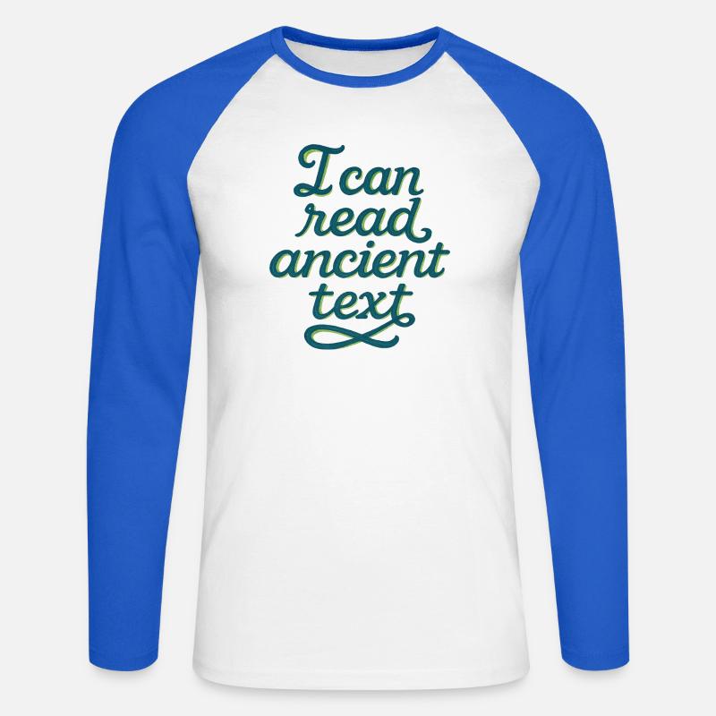 Antikes Script Tee - Unisex Baseballshirt langarm - Weiß/Royalblau