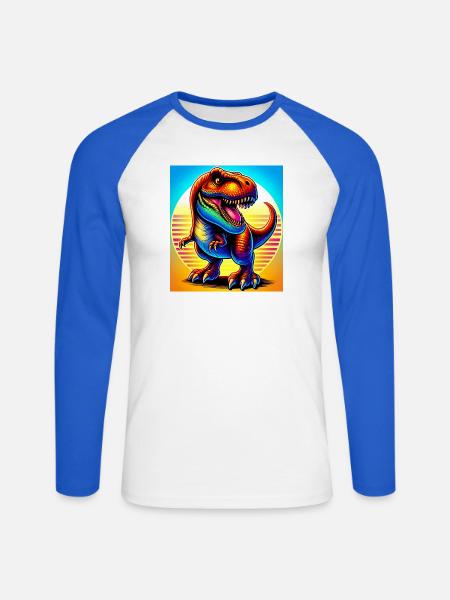 dinosaur - Unisex Long Sleeve Baseball T-Shirt - white/royal blue