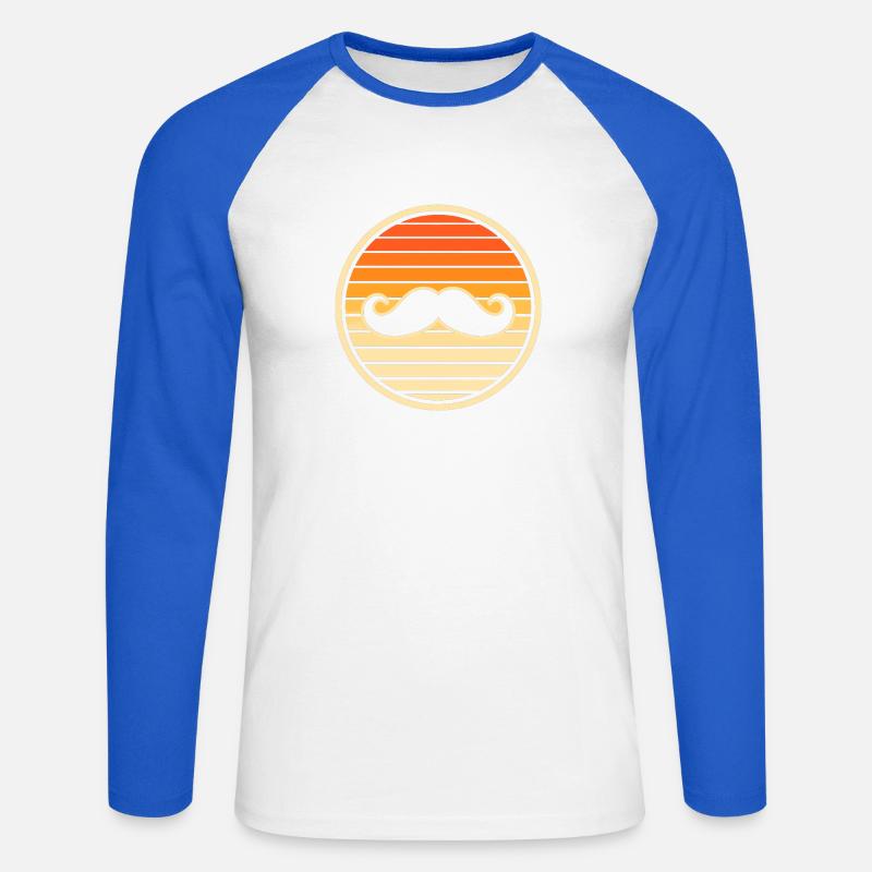 Retro trendiger Schnurrbart Sunset Hipster - Unisex Baseballshirt langarm - Weiß/Royalblau