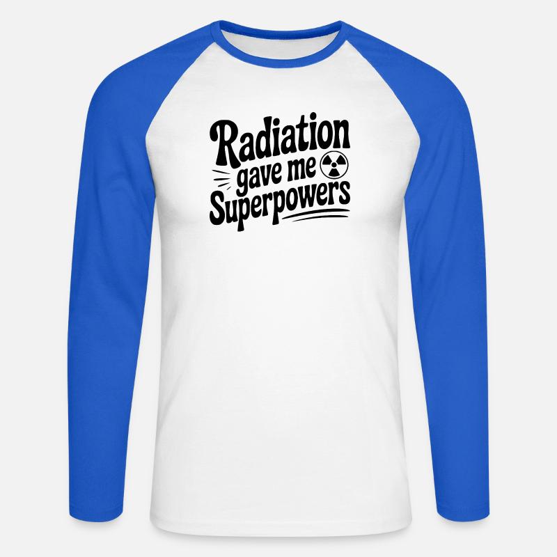 Radiation Gave Me Superpowers - Unisex Long Sleeve Baseball T-Shirt - white/royal blue