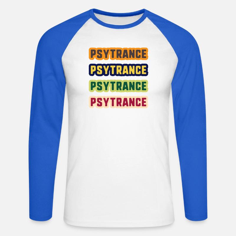 Psytrance-Farbstack - Unisex Baseballshirt langarm - Weiß/Royalblau