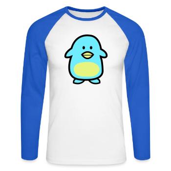 Penguin Comic - Unisex Long Sleeve Baseball T-Shirt - white/royal blue - Front - Nik (191cm)