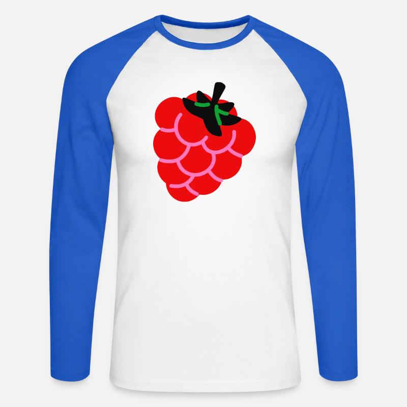 Raspberry Fruit Shirt Minimal Berry Design - Unisex Baseballshirt langarm - Weiß/Royalblau
