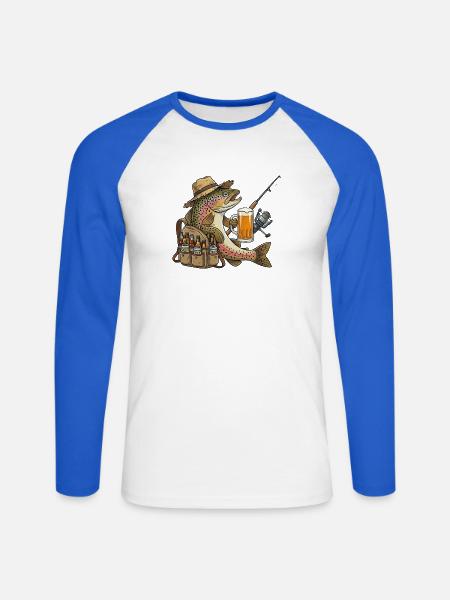 Angler-Forellen Design  - Unisex Baseballshirt langarm - Weiß/Royalblau