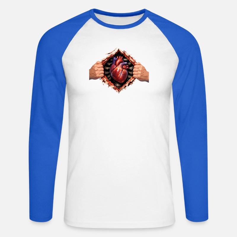 Herz durch das geplatzte Gehäuse - Unisex Baseballshirt langarm - Weiß/Royalblau