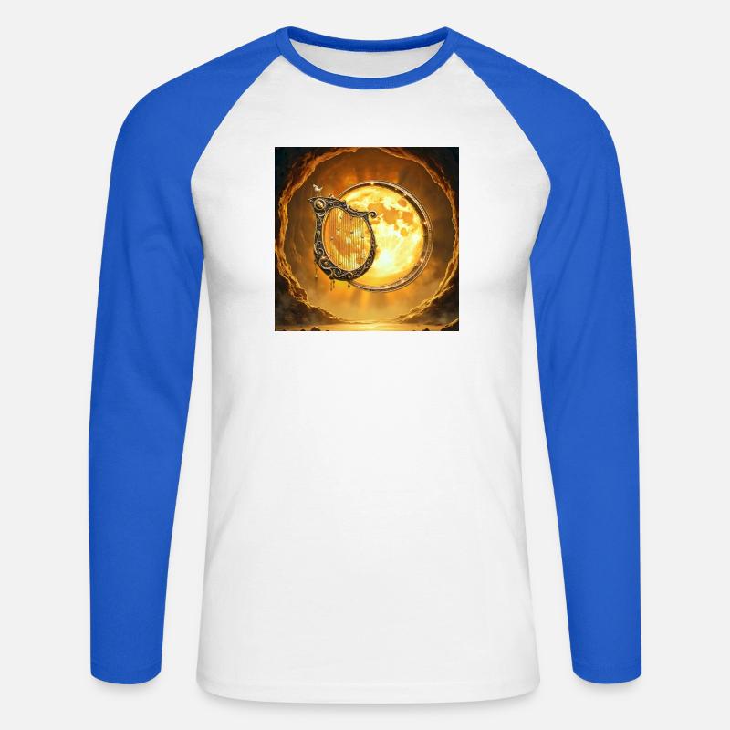 Luna d'Oro e Arpa Ornamentale - Maglia da baseball a manica lunga da uomo - bianco/blu royal