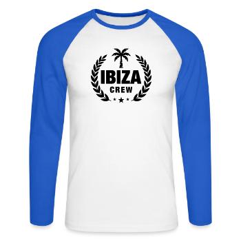Équipage Ibiza - T-shirt baseball manches longues Homme - blanc/bleu royal - Devant - Nik (191cm)