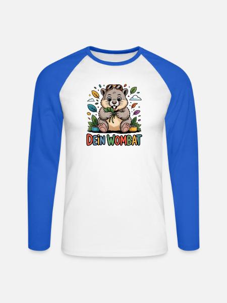 Dein Wombat - Unisex Baseballshirt langarm - Weiß/Royalblau