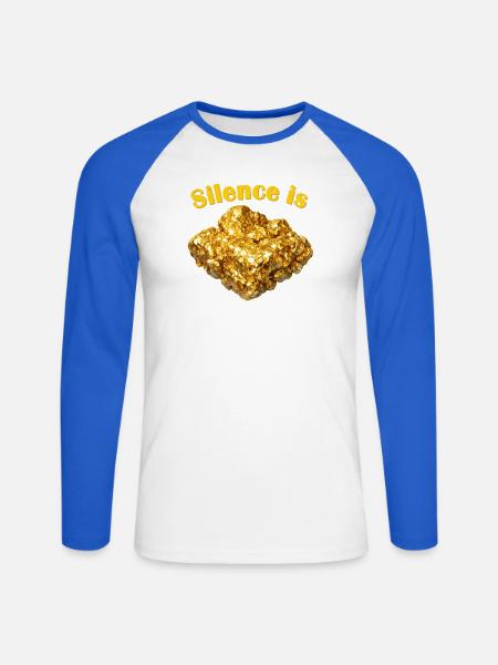 Silence is Golden Nugget - Unisex Long Sleeve Baseball T-Shirt - white/royal blue