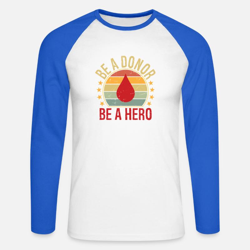 Sei ein Spender Sei ein Held - Unisex Baseballshirt langarm - Weiß/Royalblau