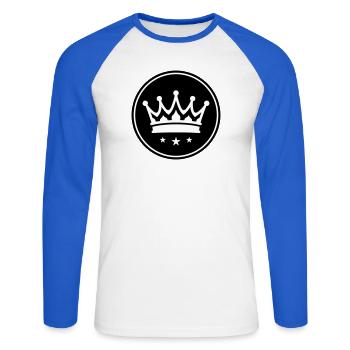 Crown Symbol - Unisex Long Sleeve Baseball T-Shirt - white/royal blue - Front - Nik (191cm)