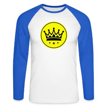 Crown Symbol - Unisex Long Sleeve Baseball T-Shirt - white/royal blue - Front - Nik (191cm)