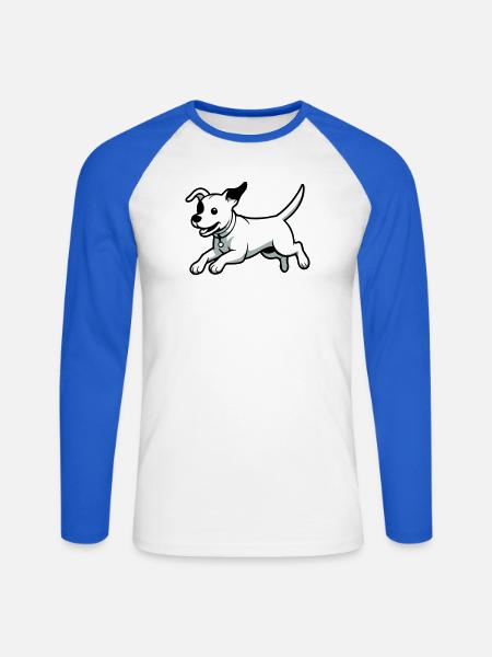 Verspielter Hund-Cartoon - Unisex Baseballshirt langarm - Weiß/Royalblau