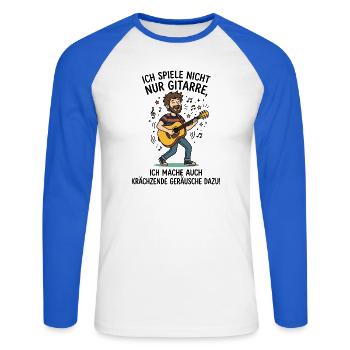 Gitarre Spielen Humor Musiker - Unisex Baseballshirt langarm - Weiß/Royalblau - Vorne - Nik (191cm)