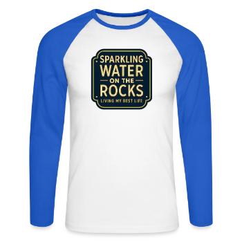 Sparklendes Wasser auf Felsen Neon - Unisex Baseballshirt langarm - Weiß/Royalblau - Vorne - Nik (191cm)
