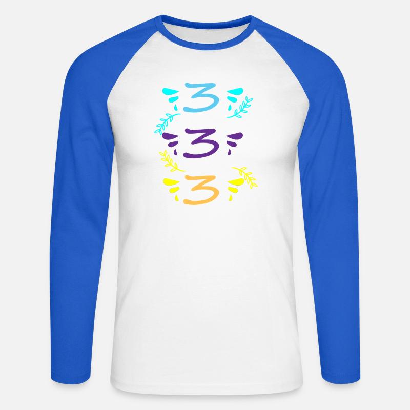 drei oder dreihundertdreiunddreißig - Unisex Baseballshirt langarm - Weiß/Royalblau