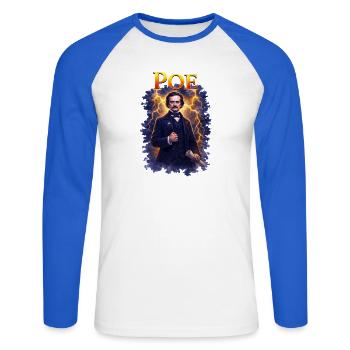 Edgar Allan Poe Portrait - Unisex Long Sleeve Baseball T-Shirt - white/royal blue - Front - Nik (191cm)