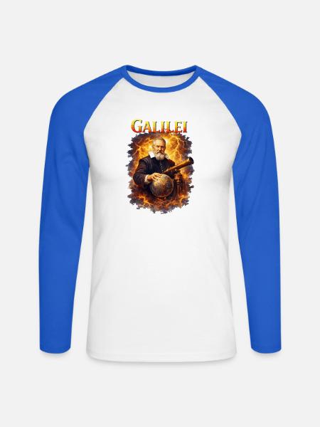 Galileo Galilei Porträt - Unisex Baseballshirt langarm - Weiß/Royalblau