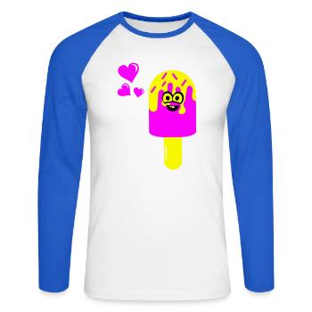 Eis Eiscreme - Unisex Long Sleeve Baseball T-Shirt - white/royal blue - Front - Nik (191cm)