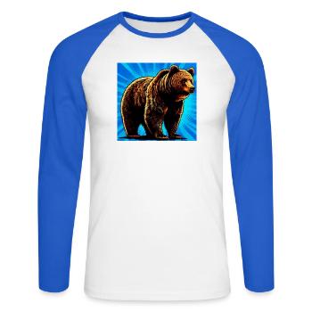 bear - Unisex Long Sleeve Baseball T-Shirt - white/royal blue - Front - Nik (191cm)