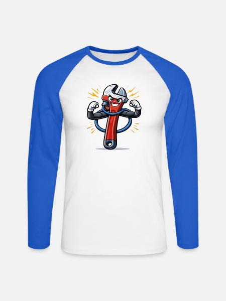 Klempner, Handwerker, Sanitär-Fehlersuche - Unisex Baseballshirt langarm - Weiß/Royalblau