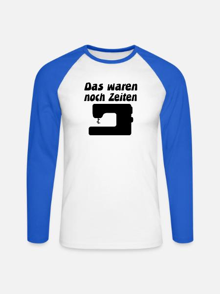 Nähmaschine - Unisex Baseballshirt langarm - Weiß/Royalblau