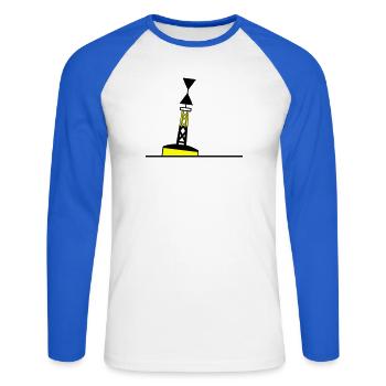 Tonne - Boje Nordsee Segeln Ostsee Maritim - Unisex Baseballshirt langarm - Weiß/Royalblau - Vorne - Nik (191cm)