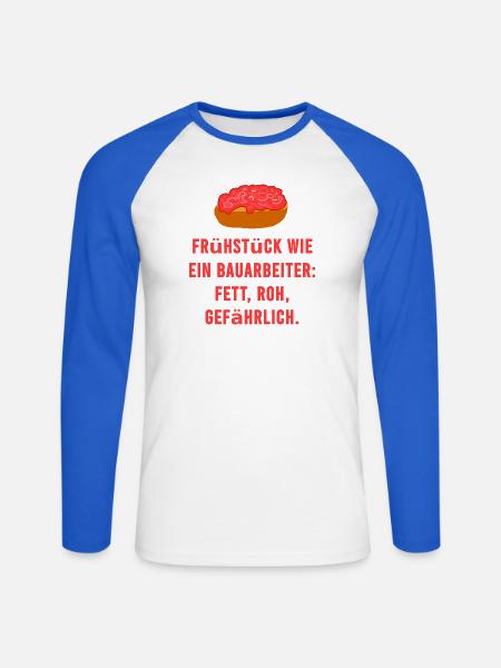 Mett Frühstück Roh Bauarbeiter Spruch - Unisex Baseballshirt langarm - Weiß/Royalblau