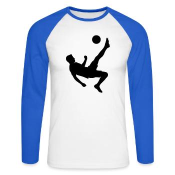 Armoiries du maillot du footballeur Bloc de construction - T-shirt baseball manches longues Homme - blanc/bleu royal - Devant - Nik (191cm)