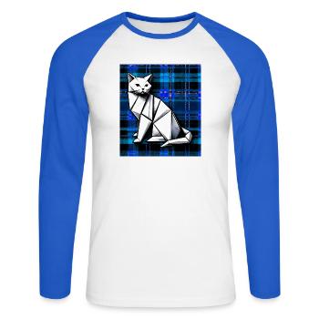 cat - Unisex Long Sleeve Baseball T-Shirt - white/royal blue - Front - Nik (191cm)