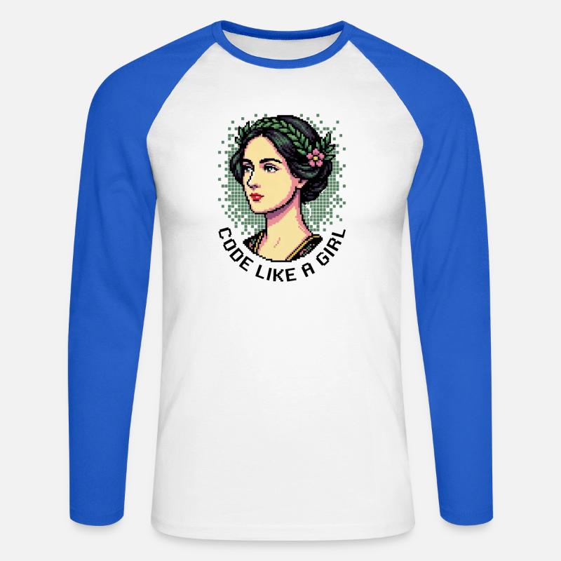 Ada Lovelace: Code wie ein Mädchen - Unisex Baseballshirt langarm - Weiß/Royalblau