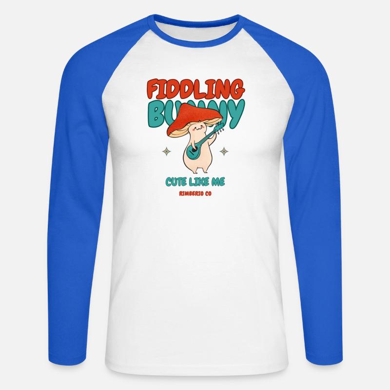 Fiddling Magic Mushroom Rabbit - Unisex Baseballshirt langarm - Weiß/Royalblau
