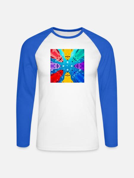 Bunte Kreis-Koi - Unisex Baseballshirt langarm - Weiß/Royalblau