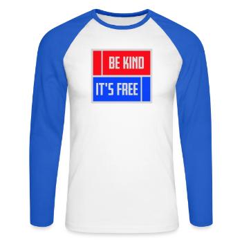 Sois gentil, c’est une déclaration de gentillesse gratuite qui dit - T-shirt baseball manches longues Homme - blanc/bleu royal - Devant - Nik (191cm)